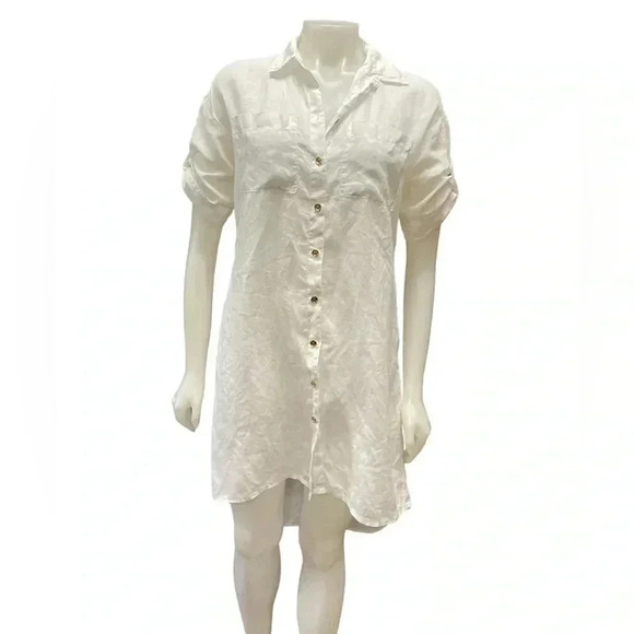 Michael Kors 100% Ramie Hi Low  Short Sleeve Dress Tunic Size XS - Picture 2 of 13